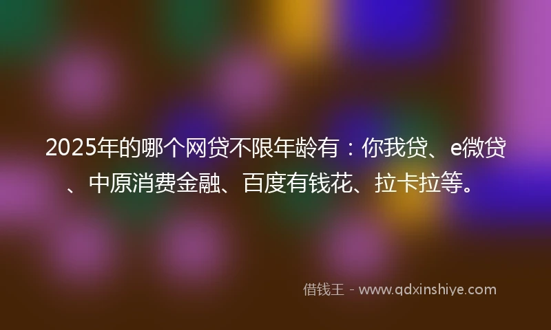 2025年的哪个网贷不限年龄有：你我贷、e微贷、中原消费金融、百度有钱花、拉卡拉等。