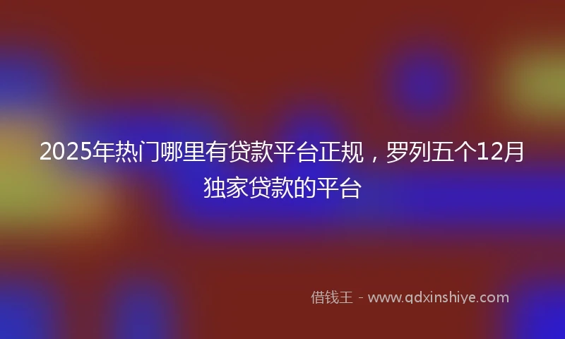 2025年热门哪里有贷款平台正规，罗列五个12月独家贷款的平台