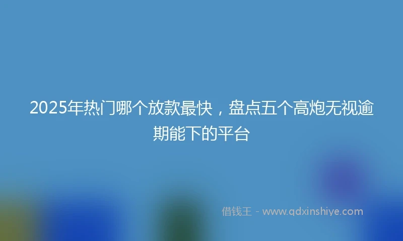 2025年热门哪个放款最快，盘点五个高炮无视逾期能下的平台