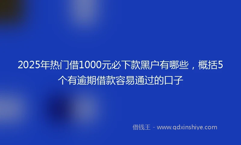 2025年热门借1000元必下款黑户有哪些，概括5个有逾期借款容易通过的口子