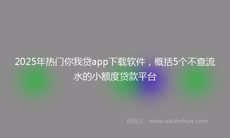 2025年热门你我贷app下载软件，概括5个不查流水的小额度贷款平台