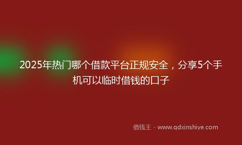 2025年热门哪个借款平台正规安全,分享5个手机可以临时借钱的口子