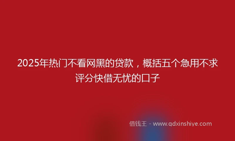 2025年热门不看网黑的贷款，概括五个急用不求评分快借无忧的口子