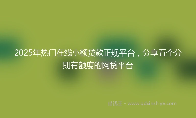 2025年热门在线小额贷款正规平台，分享五个分期有额度的网贷平台
