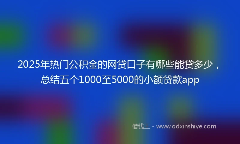 2025年热门公积金的网贷口子有哪些能贷多少，总结五个1000至5000的小额贷款app