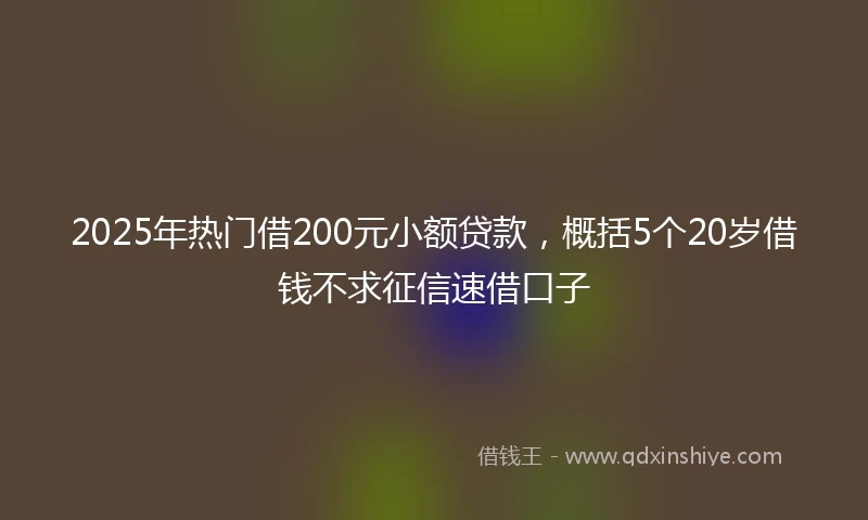 2025年热门借200元小额贷款,概括5个20岁借钱不求征信速借口子
