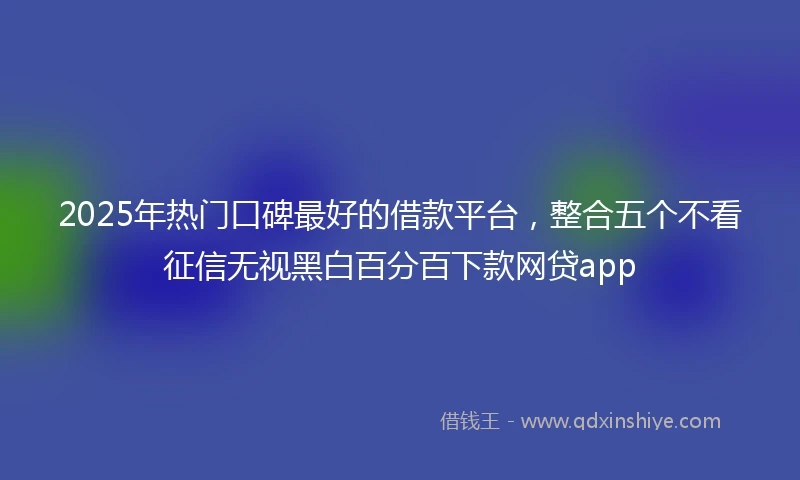 2025年热门口碑最好的借款平台，整合五个不看征信无视黑白百分百下款网贷app