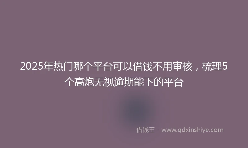 2025年热门哪个平台可以借钱不用审核，梳理5个高炮无视逾期能下的平台