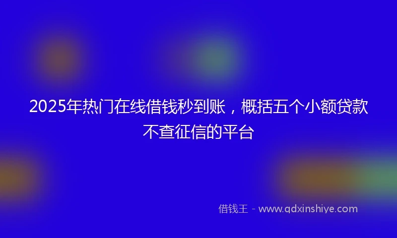 2025年热门在线借钱秒到账，概括五个小额贷款不查征信的平台