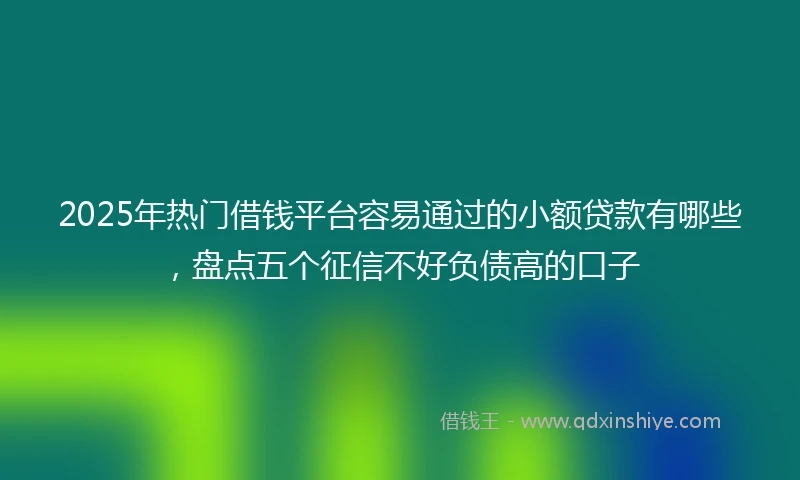 2025年热门借钱平台容易通过的小额贷款有哪些，盘点五个征信不好负债高的口子