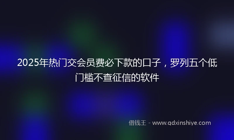 2025年热门交会员费必下款的口子，罗列五个低门槛不查征信的软件