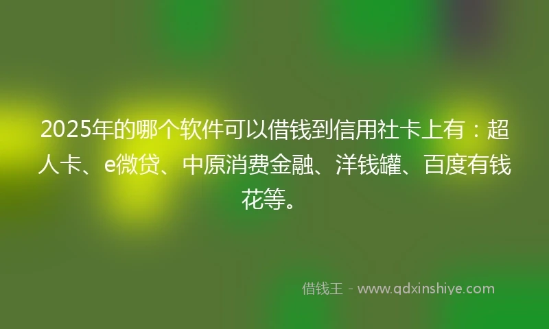 2025年的哪个软件可以借钱到信用社卡上有：超人卡、e微贷、中原消费金融、洋钱罐、百度有钱花等。
