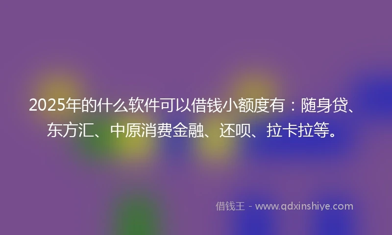2025年的什么软件可以借钱小额度有：随身贷、东方汇、中原消费金融、还呗、拉卡拉等。