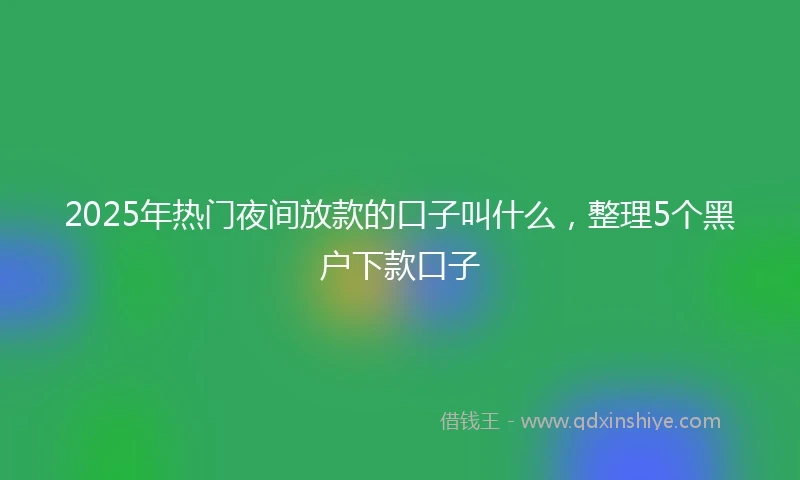 2025年热门夜间放款的口子叫什么，整理5个黑户下款口子