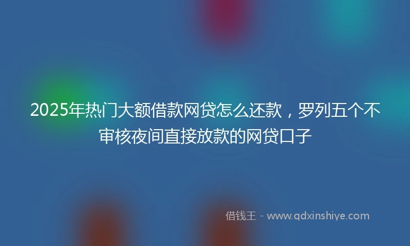 2025年热门大额借款网贷怎么还款，罗列五个不审核夜间直接放款的网贷口子