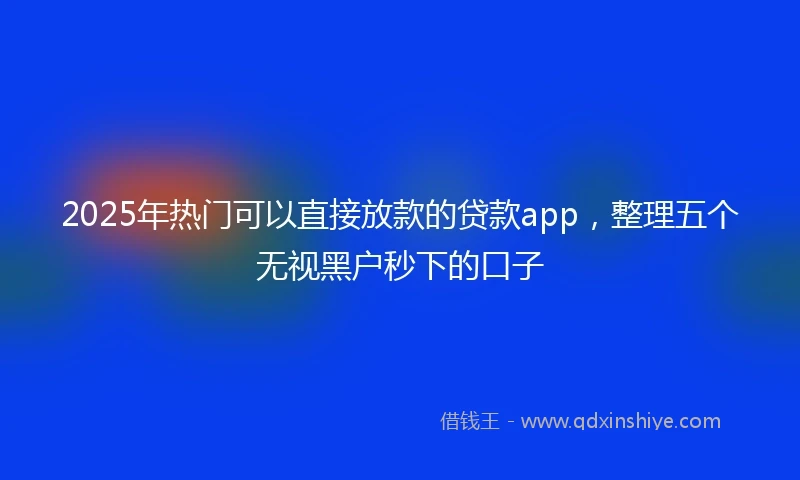 2025年热门可以直接放款的贷款app，整理五个无视黑户秒下的口子