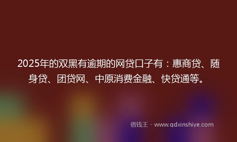 2025年的双黑有逾期的网贷口子有：惠商贷、随身贷、团贷网、中原消费金融、快贷通等。