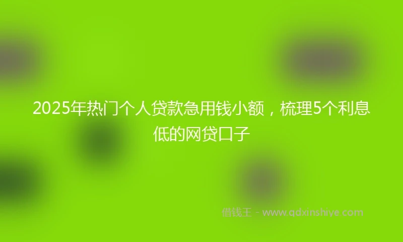 2025年热门个人贷款急用钱小额,梳理5个利息低的网贷口子