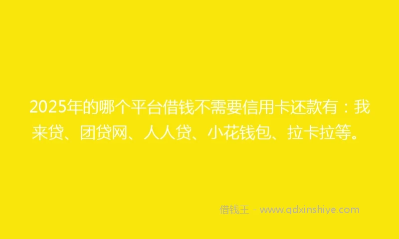 2025年的哪个平台借钱不需要信用卡还款有：我来贷、团贷网、人人贷、小花钱包、拉卡拉等。