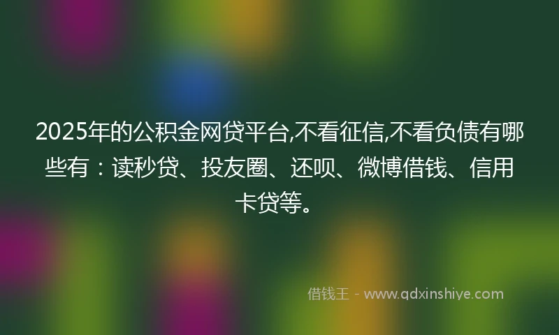 2025年的公积金网贷平台,不看征信,不看负债有哪些有：读秒贷、投友圈、还呗、微博借钱、信用卡贷等。