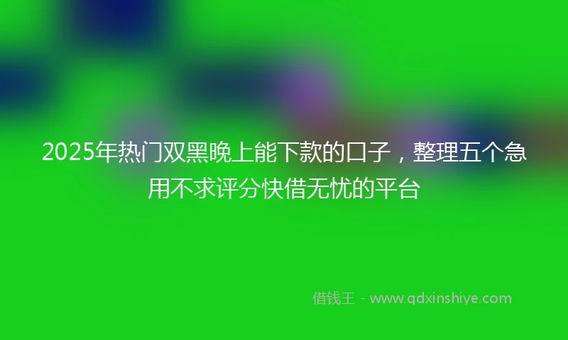 2025年热门双黑晚上能下款的口子，整理五个急用不求评分快借无忧的平台