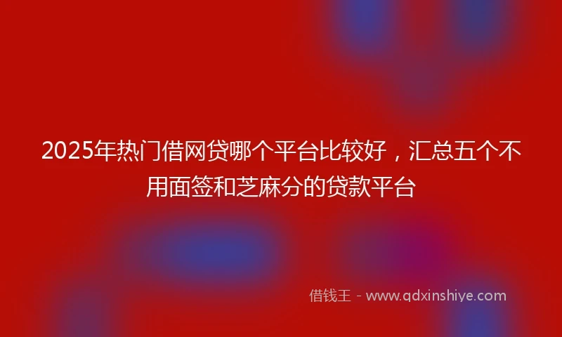2025年热门借网贷哪个平台比较好，汇总五个不用面签和芝麻分的贷款平台