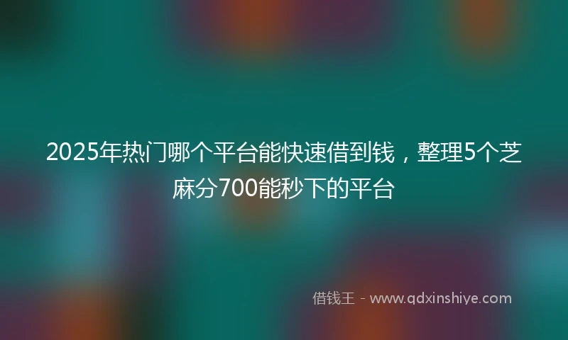 2025年热门哪个平台能快速借到钱,整理5个芝麻分700能秒下的平台
