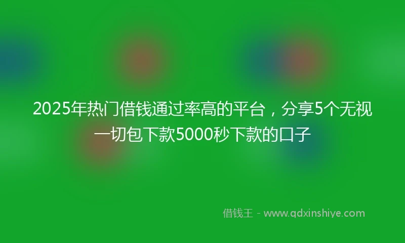 2025年热门借钱通过率高的平台，分享5个无视一切包下款5000秒下款的口子