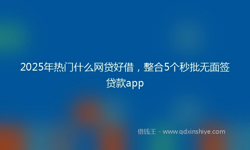 2025年热门什么网贷好借，整合5个秒批无面签贷款app