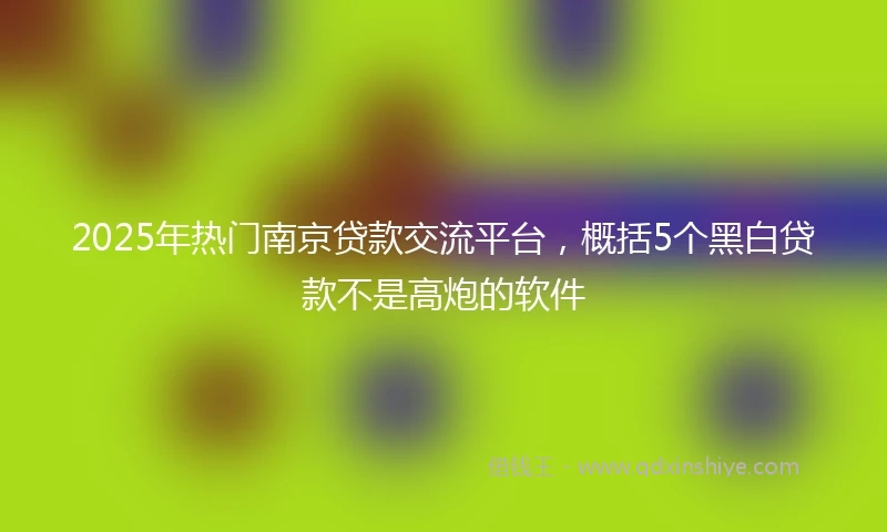 2025年热门南京贷款交流平台，概括5个黑白贷款不是高炮的软件