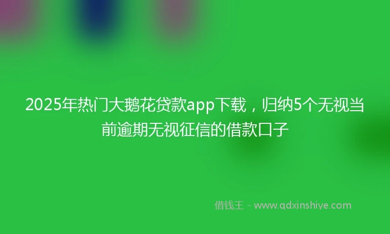 2025年热门大鹅花贷款app下载，归纳5个无视当前逾期无视征信的借款口子