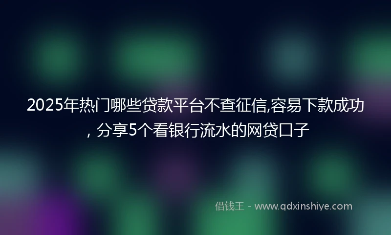 2025年热门哪些贷款平台不查征信,容易下款成功，分享5个看银行流水的网贷口子
