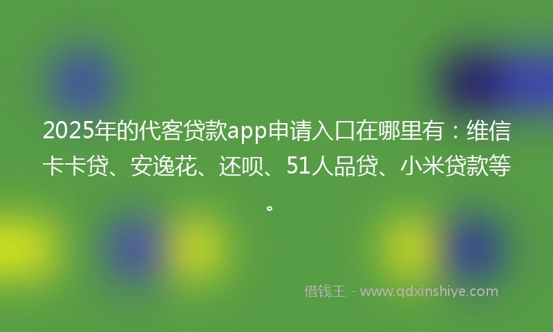 2025年的代客贷款app申请入口在哪里有：维信卡卡贷、安逸花、还呗、51人品贷、小米贷款等。