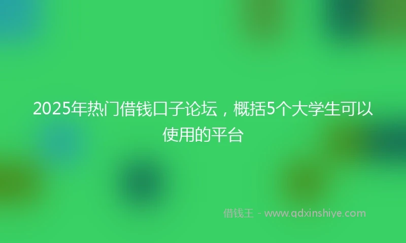 2025年热门借钱口子论坛，概括5个大学生可以使用的平台