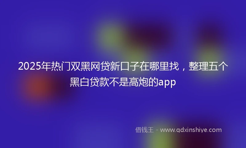 2025年热门双黑网贷新口子在哪里找，整理五个黑白贷款不是高炮的app