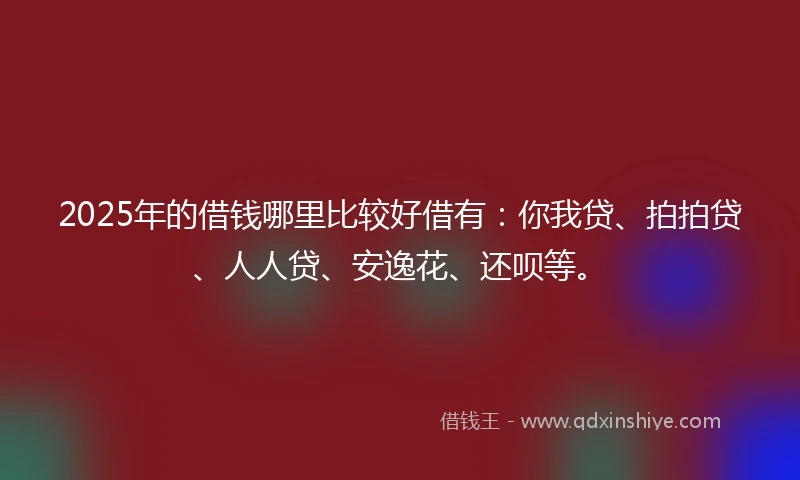 2025年的借钱哪里比较好借有：你我贷、拍拍贷、人人贷、安逸花、还呗等。