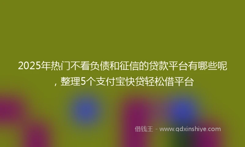 2025年热门不看负债和征信的贷款平台有哪些呢，整理5个支付宝快贷轻松借平台