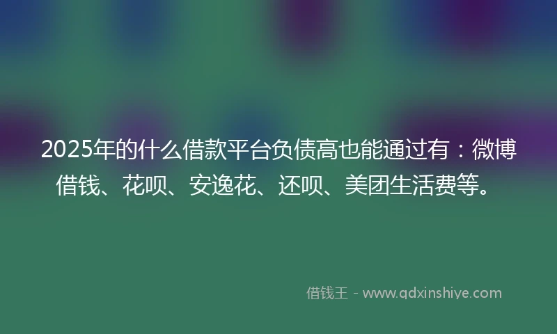 2025年的什么借款平台负债高也能通过有：微博借钱、花呗、安逸花、还呗、美团生活费等。