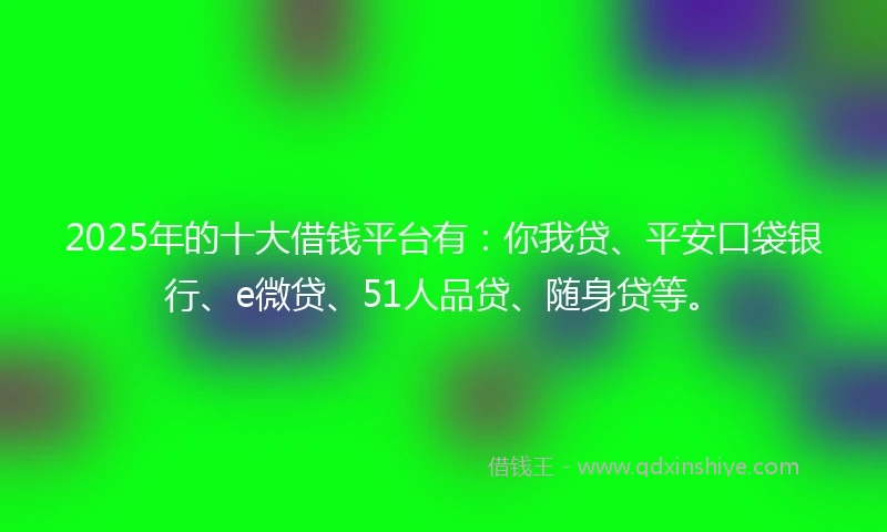 2025年的十大借钱平台有：你我贷、平安口袋银行、e微贷、51人品贷、随身贷等。