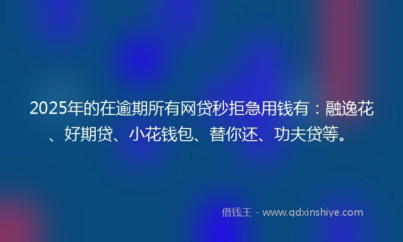 2025年的在逾期所有网贷秒拒急用钱有:融逸花、好期贷、小花钱包、替你还、功夫贷等。