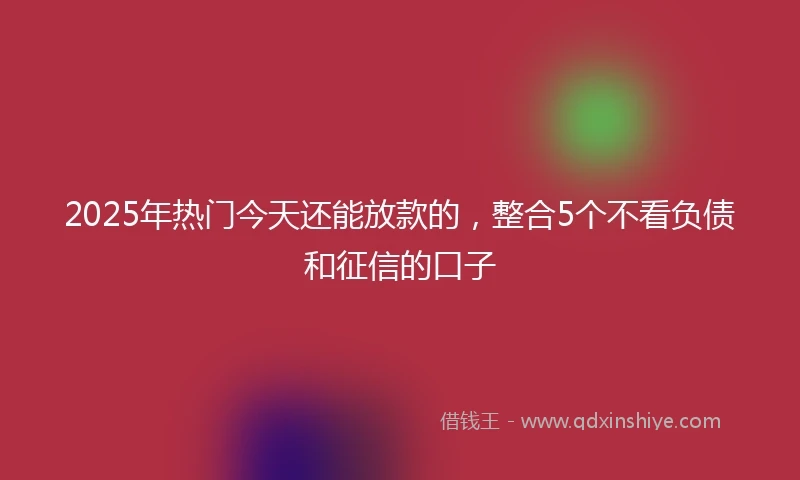 2025年热门今天还能放款的，整合5个不看负债和征信的口子