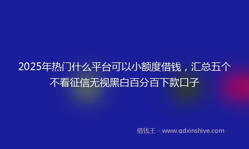 2025年热门什么平台可以小额度借钱，汇总五个不看征信无视黑白百分百下款口子