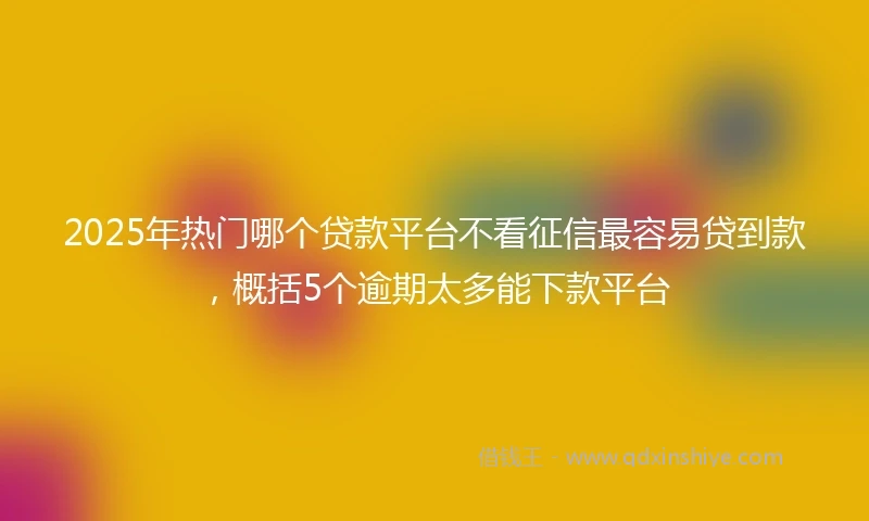 2025年热门哪个贷款平台不看征信最容易贷到款，概括5个逾期太多能下款平台