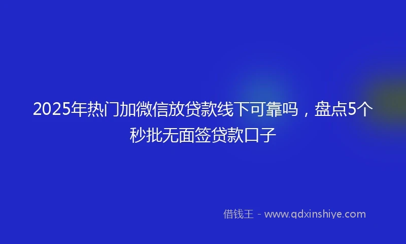 2025年热门加微信放贷款线下可靠吗，盘点5个秒批无面签贷款口子