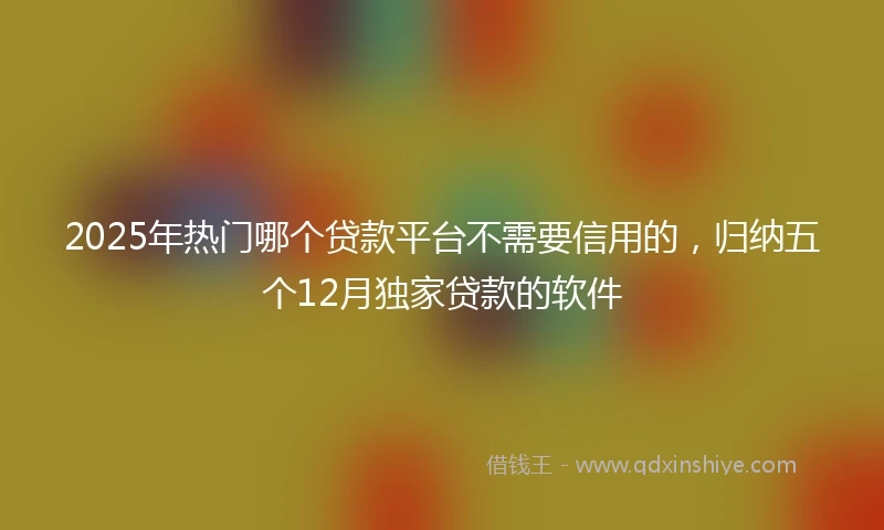 2025年热门哪个贷款平台不需要信用的，归纳五个12月独家贷款的软件