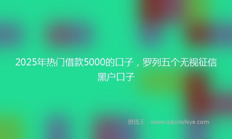 2025年热门借款5000的口子，罗列五个无视征信黑户口子