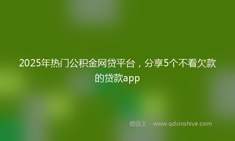 2025年热门公积金网贷平台,分享5个不看欠款的贷款app