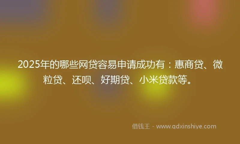 2025年的哪些网贷容易申请成功有：惠商贷、微粒贷、还呗、好期贷、小米贷款等。