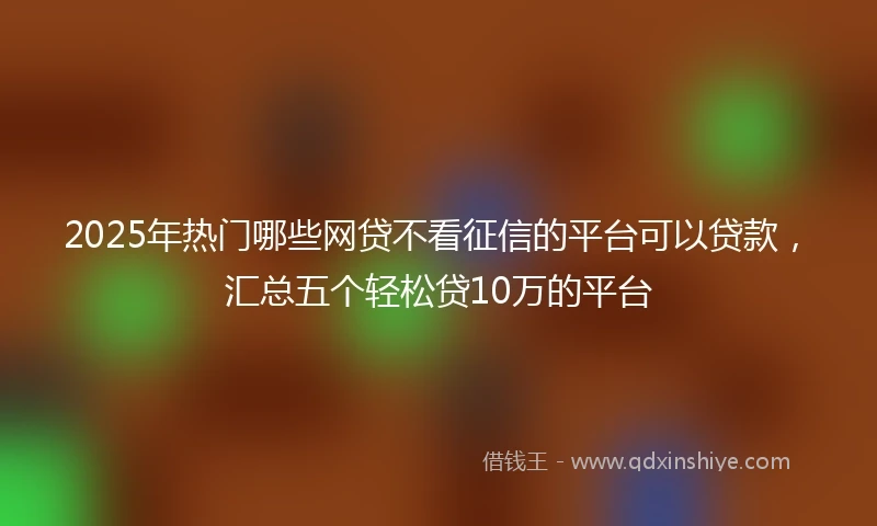 2025年热门哪些网贷不看征信的平台可以贷款，汇总五个轻松贷10万的平台