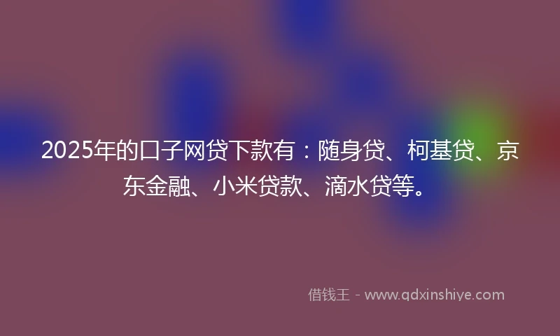 2025年的口子网贷下款有：随身贷、柯基贷、京东金融、小米贷款、滴水贷等。
